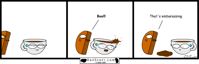 I'd probably wet the floor too if a talking biscotti jumped up behind me.