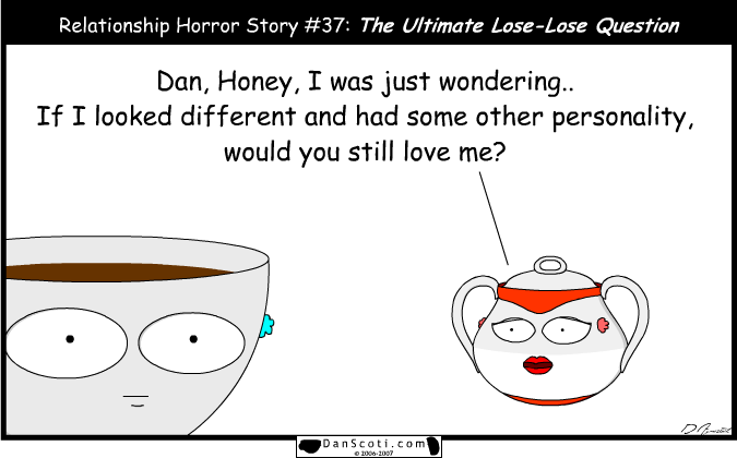 Procedure for answering: (1) Walk to kitchen, (2) Find utensil, (3) Engage "gouging out eye" session.