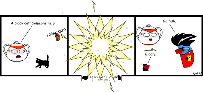 Runs around in underwear! Freakascoti! Freakascoti!