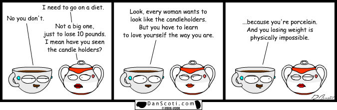 Says the talking coffee cup.